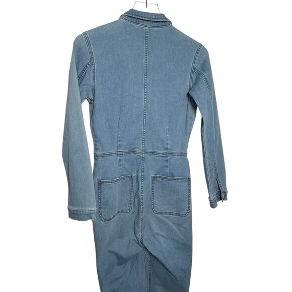 Free People Lennox Skinny Fit Denim Zip Front Jumpsuit Size Small Light Blue - Picture 6 of 12